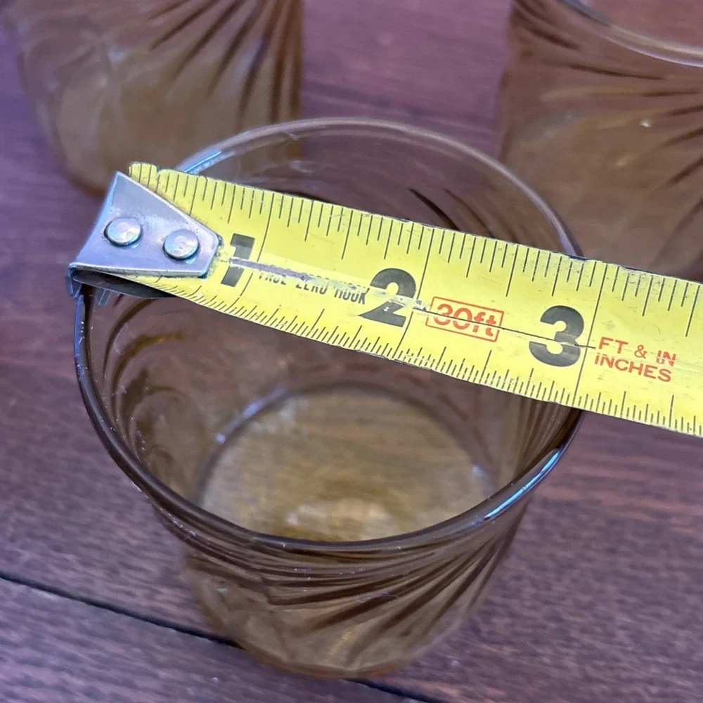 Anchor‎ Hocking Glass Swirl Amber Gold Topaz  Barware Glasses Set Of 4